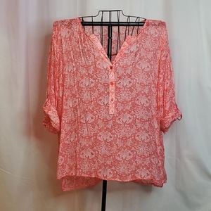 Pink Pattern Button up Top